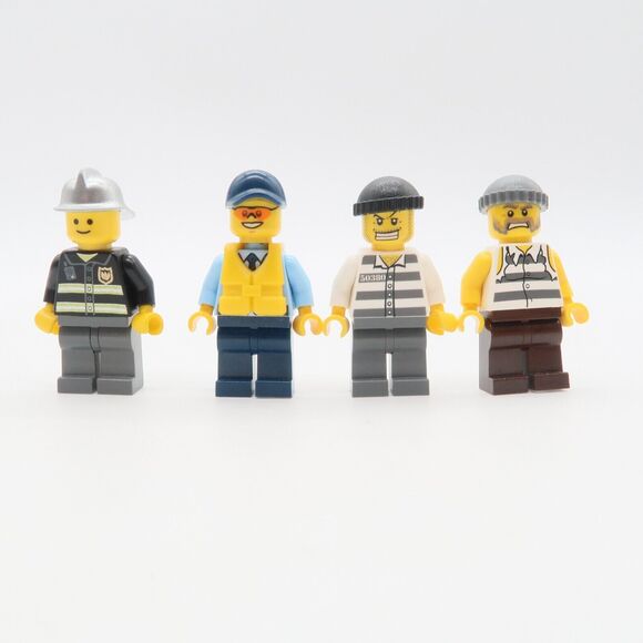Lego City Minifigure Lot of 4 Complete Figures Jail Police Fireman - Picture 1 of 16